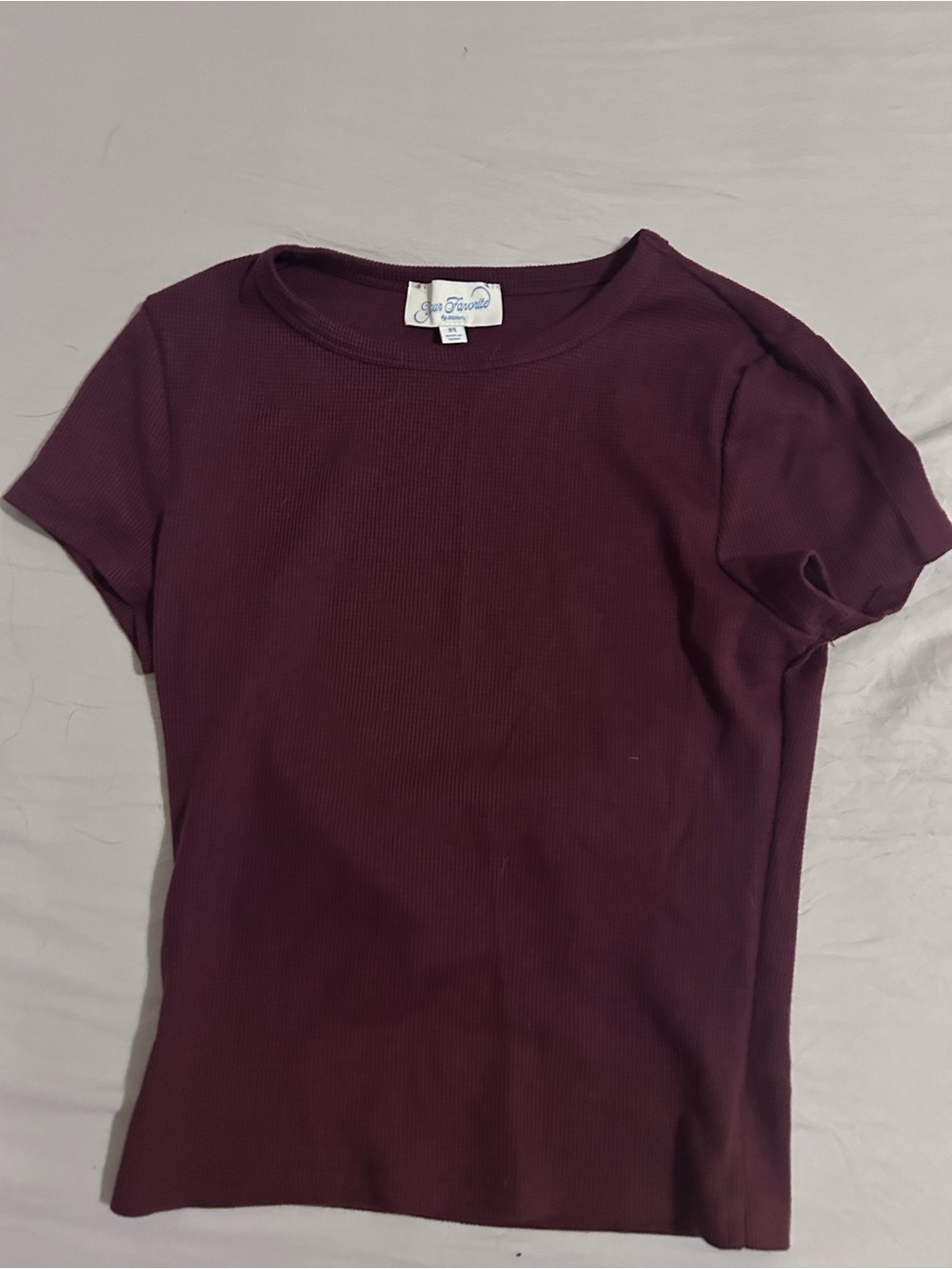 PacSun Short Sleeve Ribbed Tee in Burgundy